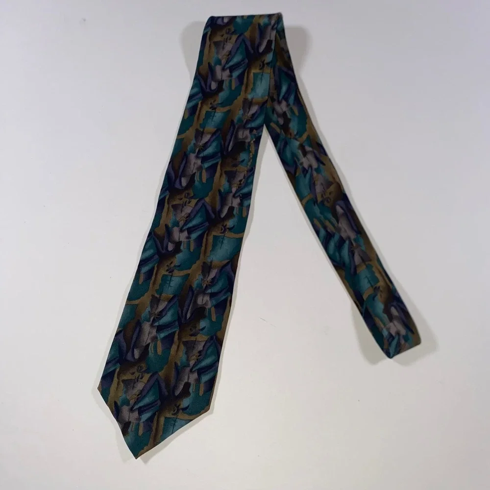 Cocktail Collection Wine Under Microscope Abstract Silk Necktie Teal Purple Mens